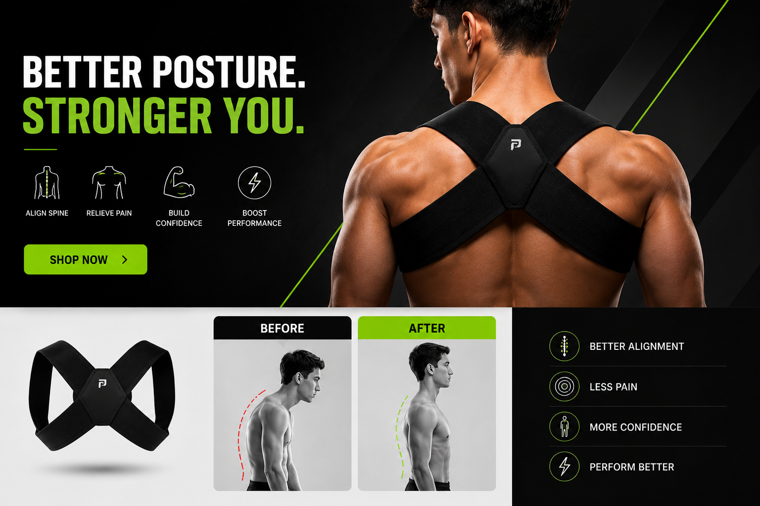 Fitness Heavy Shoulder Straps, Adjustable Fitness Posture Corrector Training Straps, Back Straightener Posture Corrector for Men Weight Training, Press Lifts, Chest Straight, Bench Presses