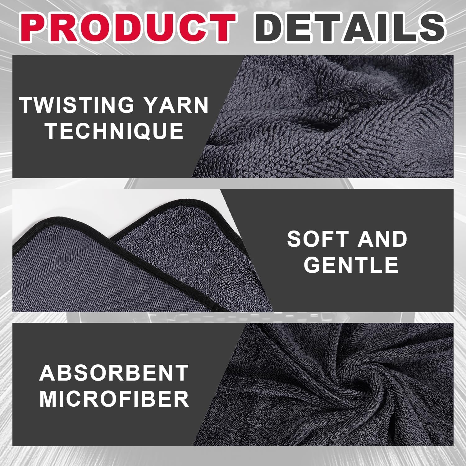 Microfiber Cleaning Cloth, 36"X 24" Extra Large Microfiber Towels, Ultra Absorbent Car Washing Towels, Reusable Lint Free Streak Free Cleaning Rags for Car, Kitchen, and Window, 1300 Washes