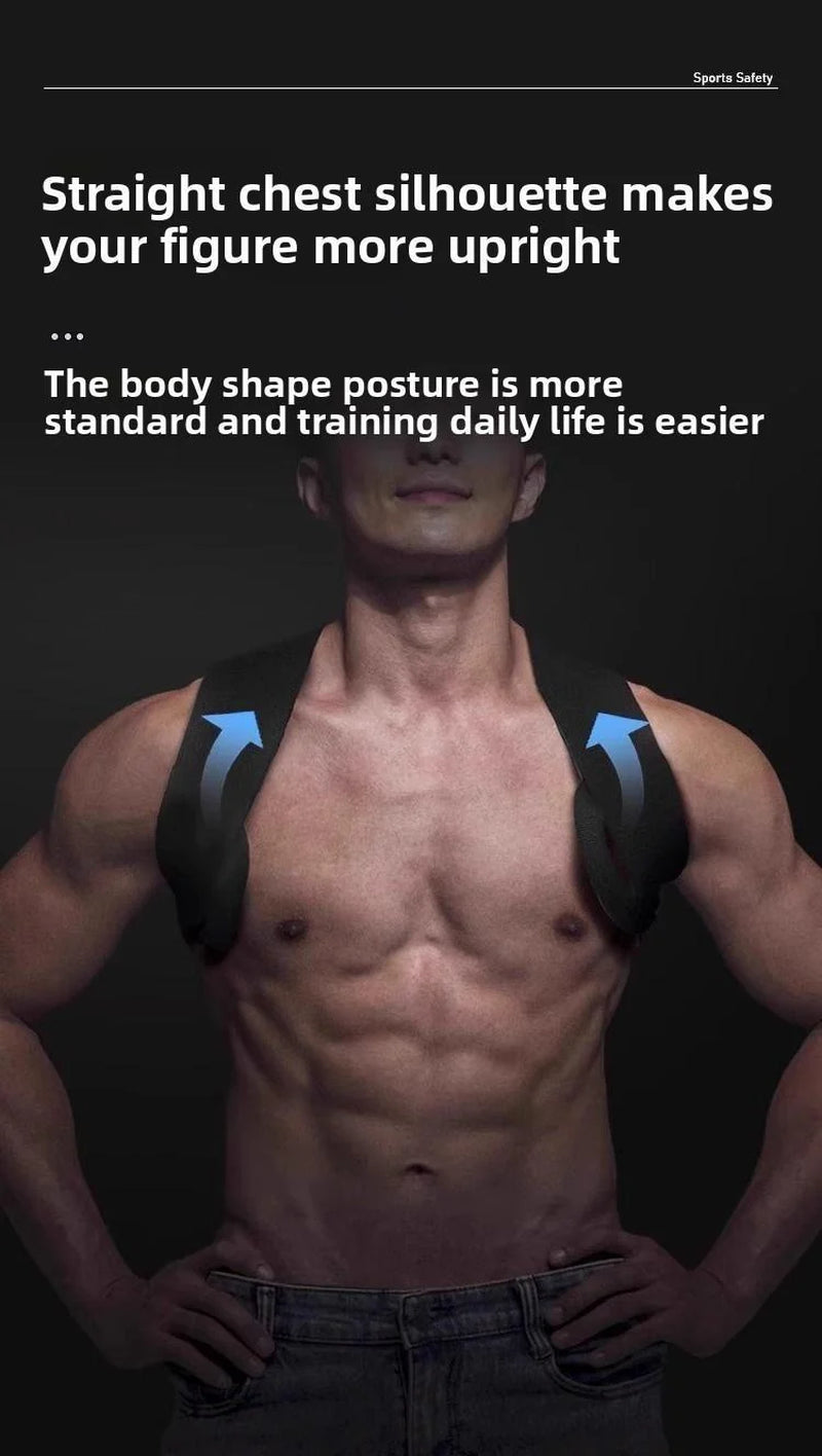 Fitness Heavy Shoulder Straps, Adjustable Fitness Posture Corrector Training Straps, Back Straightener Posture Corrector for Men Weight Training, Press Lifts, Chest Straight, Bench Presses