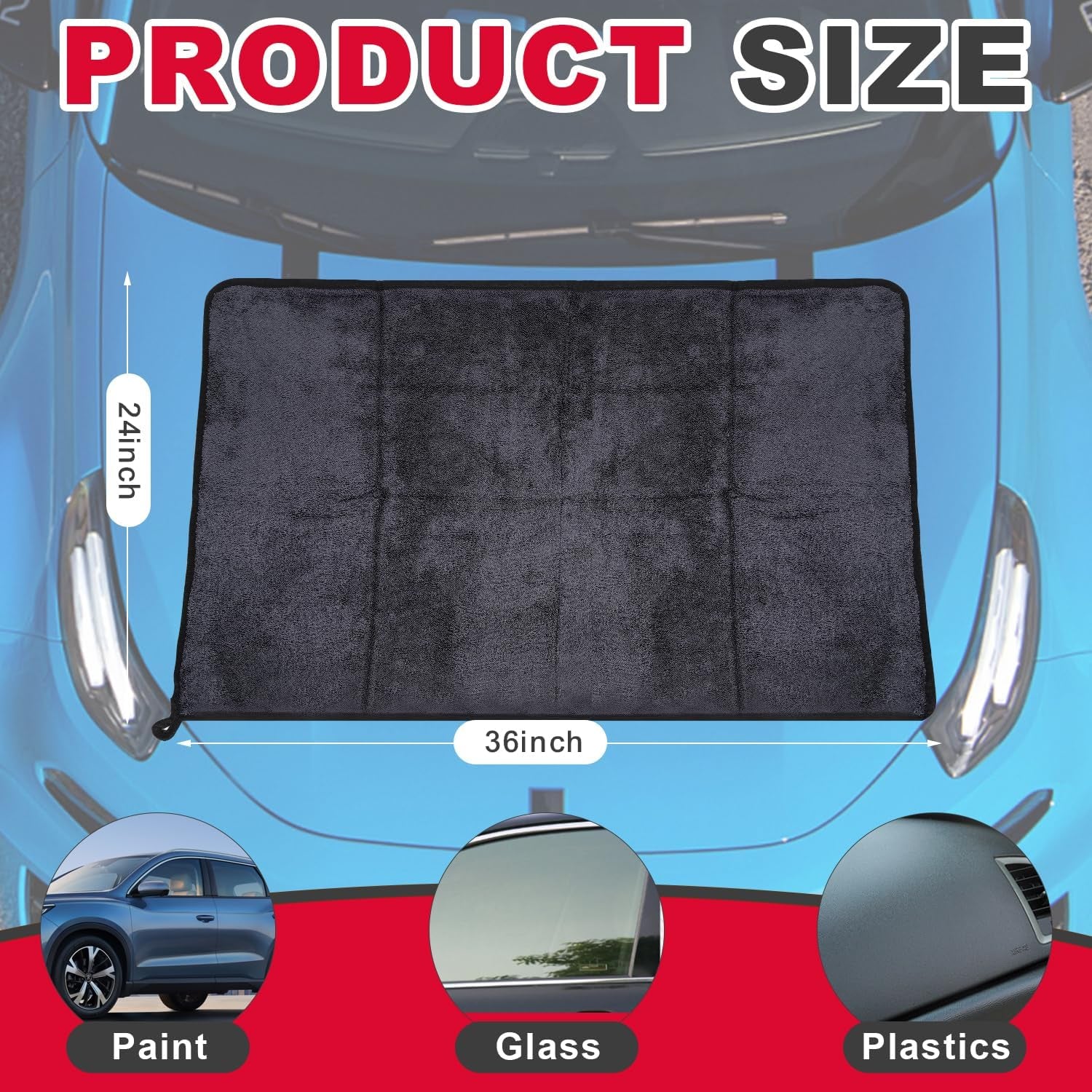 Microfiber Cleaning Cloth, 36"X 24" Extra Large Microfiber Towels, Ultra Absorbent Car Washing Towels, Reusable Lint Free Streak Free Cleaning Rags for Car, Kitchen, and Window, 1300 Washes
